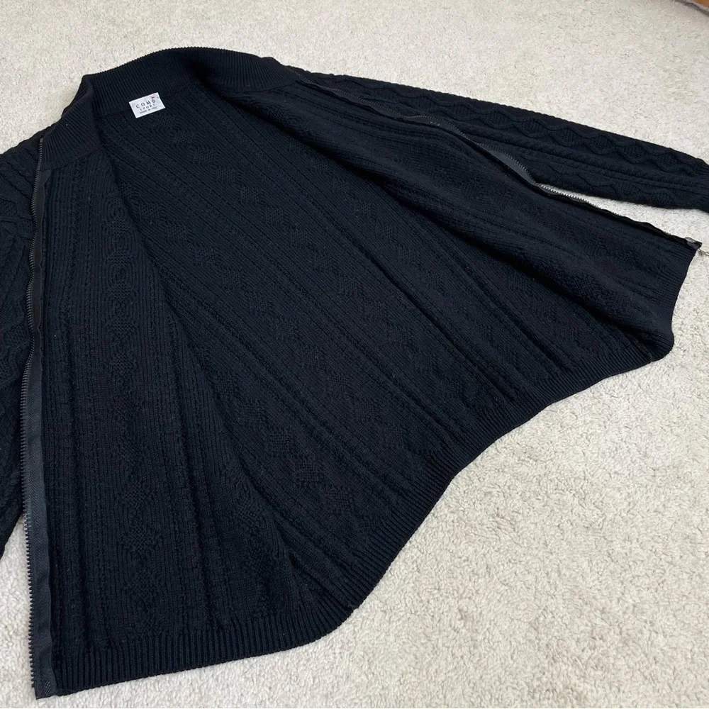 Vintage Como Sport Merino Wool Cable Knit Full Zip Sweater Mirada Made in Italy - Picture 14 of 16